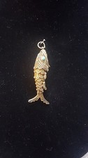 Art Deco Vintage Chinese Articulated Filigree Silver Gilded Fish Pendant