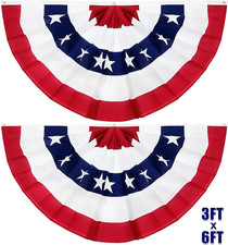 4Th of July Decorations 2Pack 3X6 Ft Large American Pleated Fan Flag, 250Th Anni