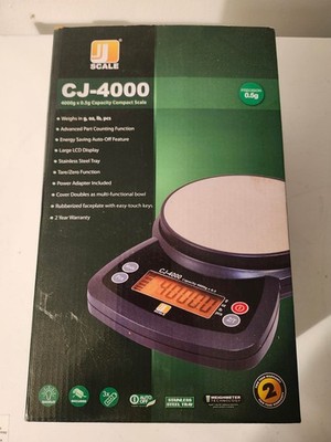 Jennings CJ-4000 Compact Digital Weigh Scale 4000g x 0.5g PCS JScale Black AC