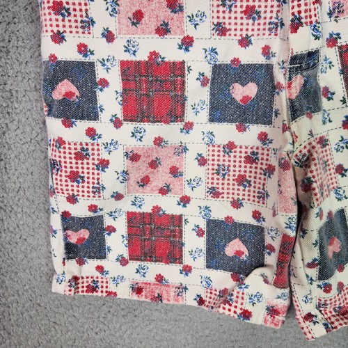 Vintage 90s Be Bop Denim Shorts Girls Size 10 Floral Hearts Patchwork Print - Picture 10 of 19