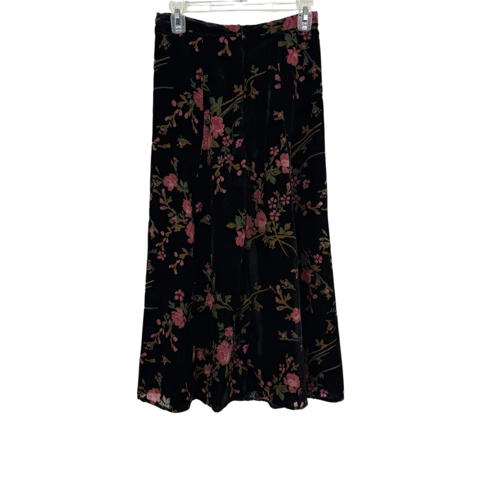 Maxi Falda Topshop Boho Artística Terciopelo Burn Out Floral Oscuro 4 Rosas Casa de Campo Foto 2 de 4