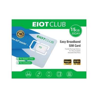 EIOTCLUB Data Only SIM Card - Prepaid 5G/4G LTE Network for Unlocked Device,... 