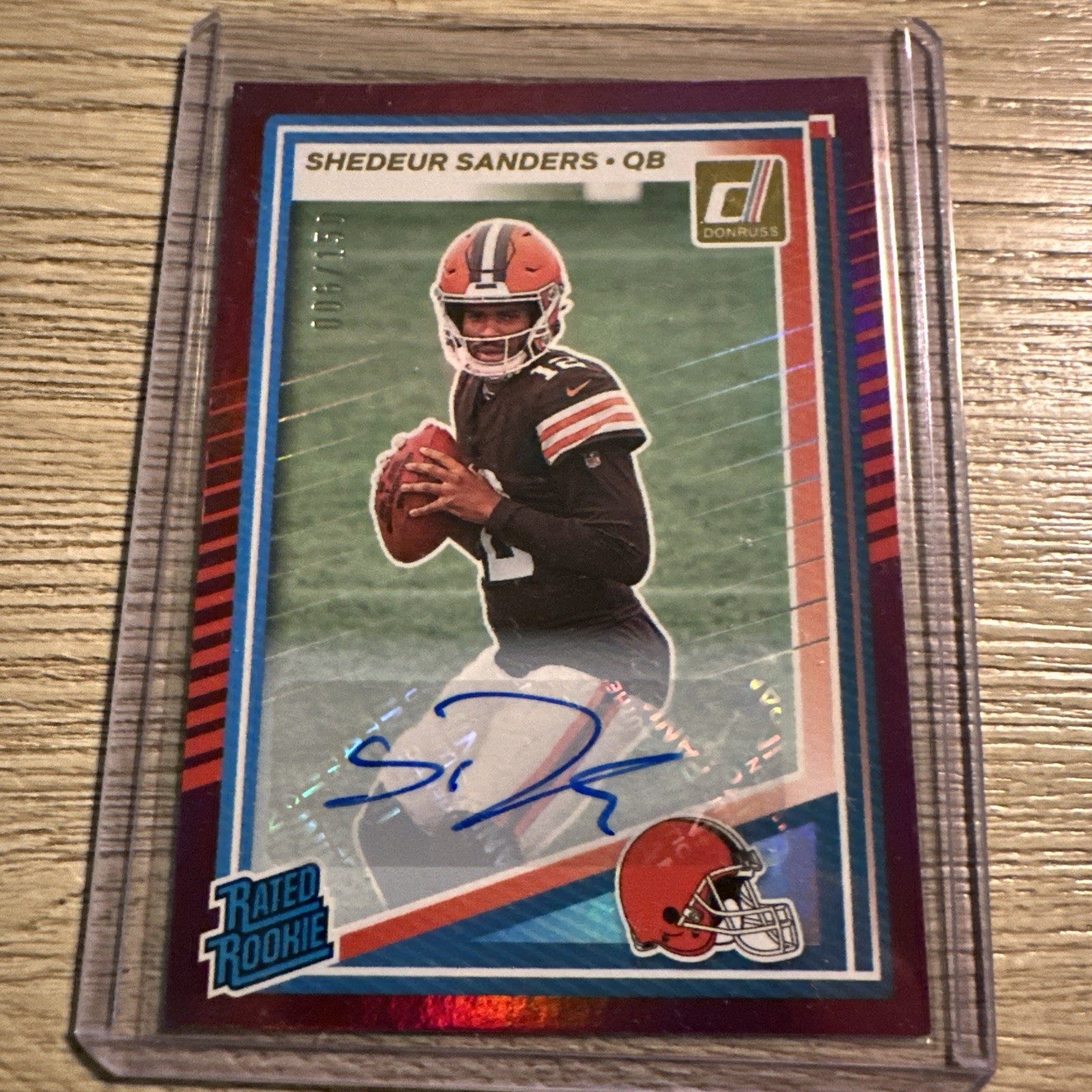 2025 Donruss Shedeur Sanders Rated Rookie Auto Purple Press Proof 06/150 SSP