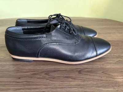 Tod's Women's Black Leather Lace Up Oxford Shoes Size 38