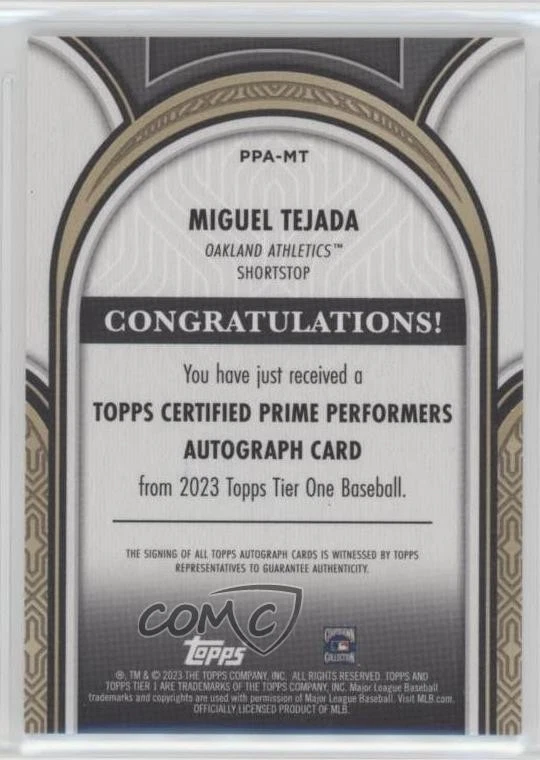 2023 Topps Tier One Prime Performers Auto /199 Miguel Tejada #PPA-MT Auto - Image 2 of 2