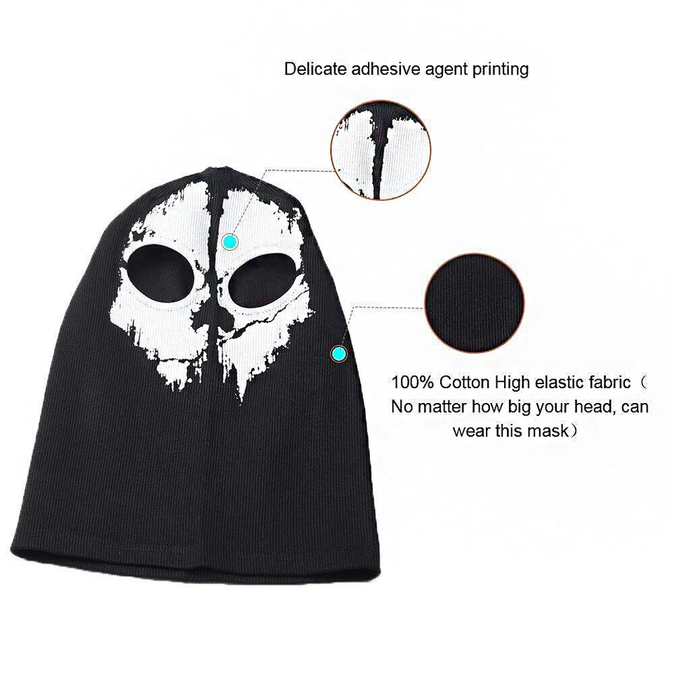Tactical Ghost Mask Scary Skull Full Face Mask Ski Bike Hood Baclava Balaclava - Image 3 of 4