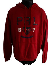 Vintage Polo Jeans Ralph Lauren Red Spellout Cotton Hoodie Sweatshirt Mens Large