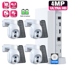 4MP Wireless Solar Security Camera System Outdoor PIR Recording CCTV 10CH 500GB