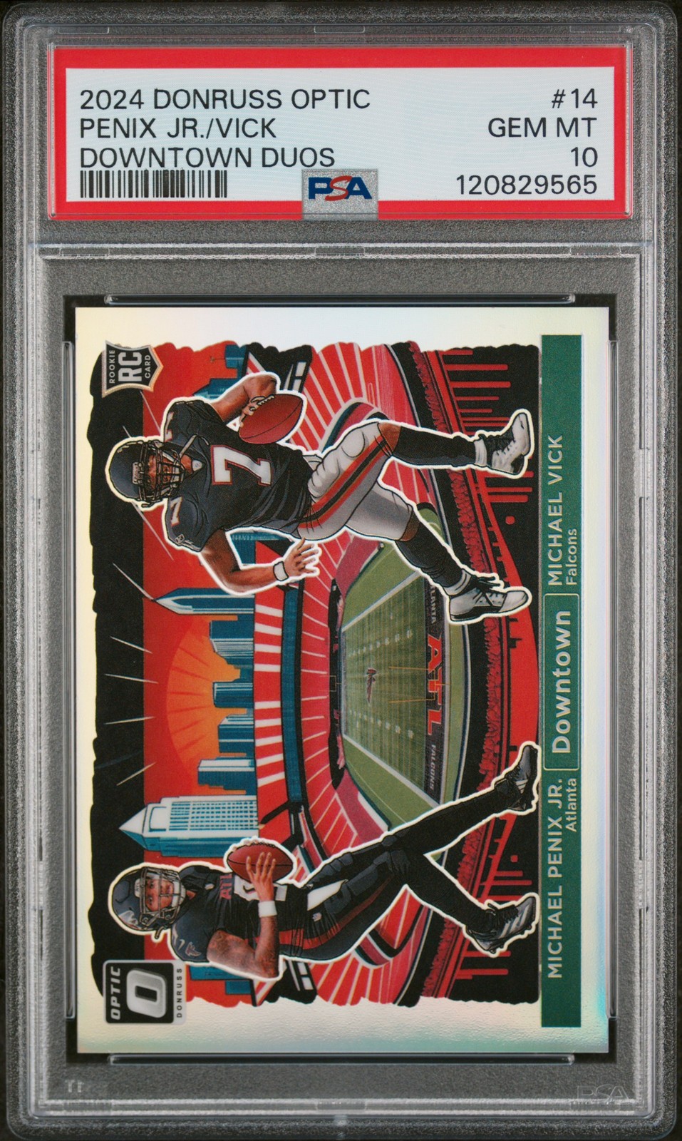 2024 PANINI DONRUSS OPTIC DOWNTOWN DUOS MICHAEL PENIX JR./MICHAEL VICK PSA 10