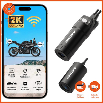 Motorrad Dashcam Dual-Channel QHD 2K 1080P wasserdicht mit WiFi und