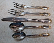 Yamazaki Stainless Cache Gold Accent 1 Place Setting 5 Pieces