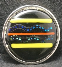 XA15166 NOS VINTAGE 1970s  MULTI-COLOR LINES  ABSTRACT ARTWORK BELT BUCKLE