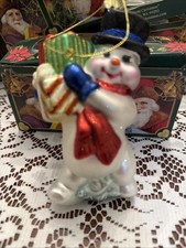 Old World Glass Ornament Snowman 4"