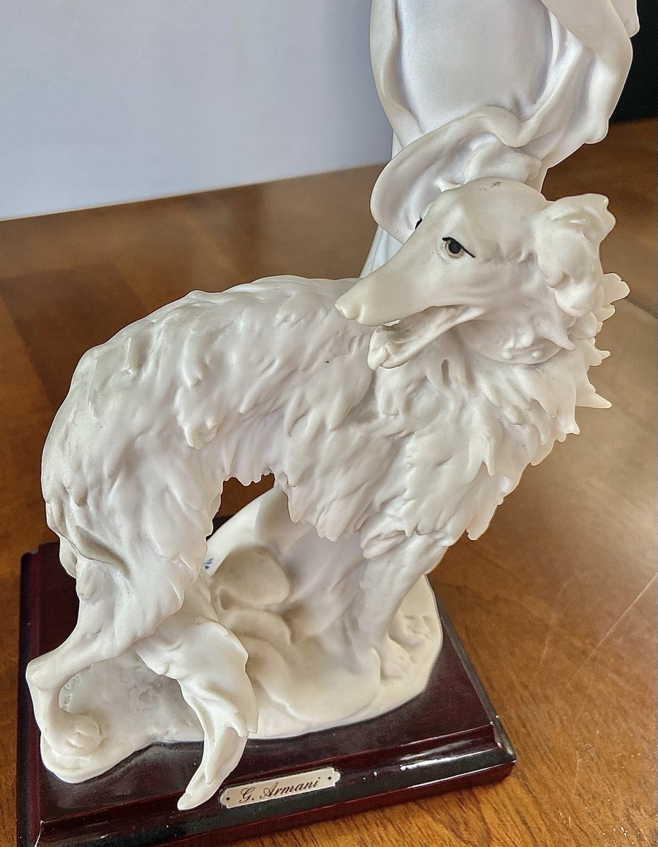 ジョゼッペアルマーニ 貴婦人とボルゾイ犬 置物 14”GIUSEPPE ARMANI LADY WITH BORZOI (RUSSIAN HUNTING DOG) FIGURINE
