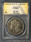 1893 CC Morgan Silver Dollar ANACS EF45 Details