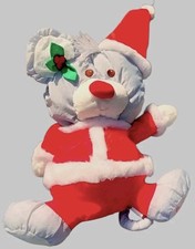 Puffalumps Gray Christmas Mouse Santa Claus Plush 12" Fisher Price 1988 Vintage