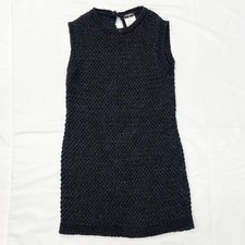 CHANEL Black Nylon Knit Dress M Excellent Condition Authentic Vintage