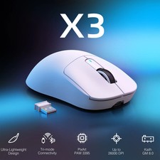 X3 Wireless Gaming Mouse,49g Ergonomic PC Mouse,Triple Modes 26K Optical Sensor