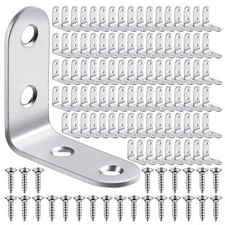 100 Pcs L Shaped Bracket Corner Brace Stainless Steel 90 Degree Corner Brace ...