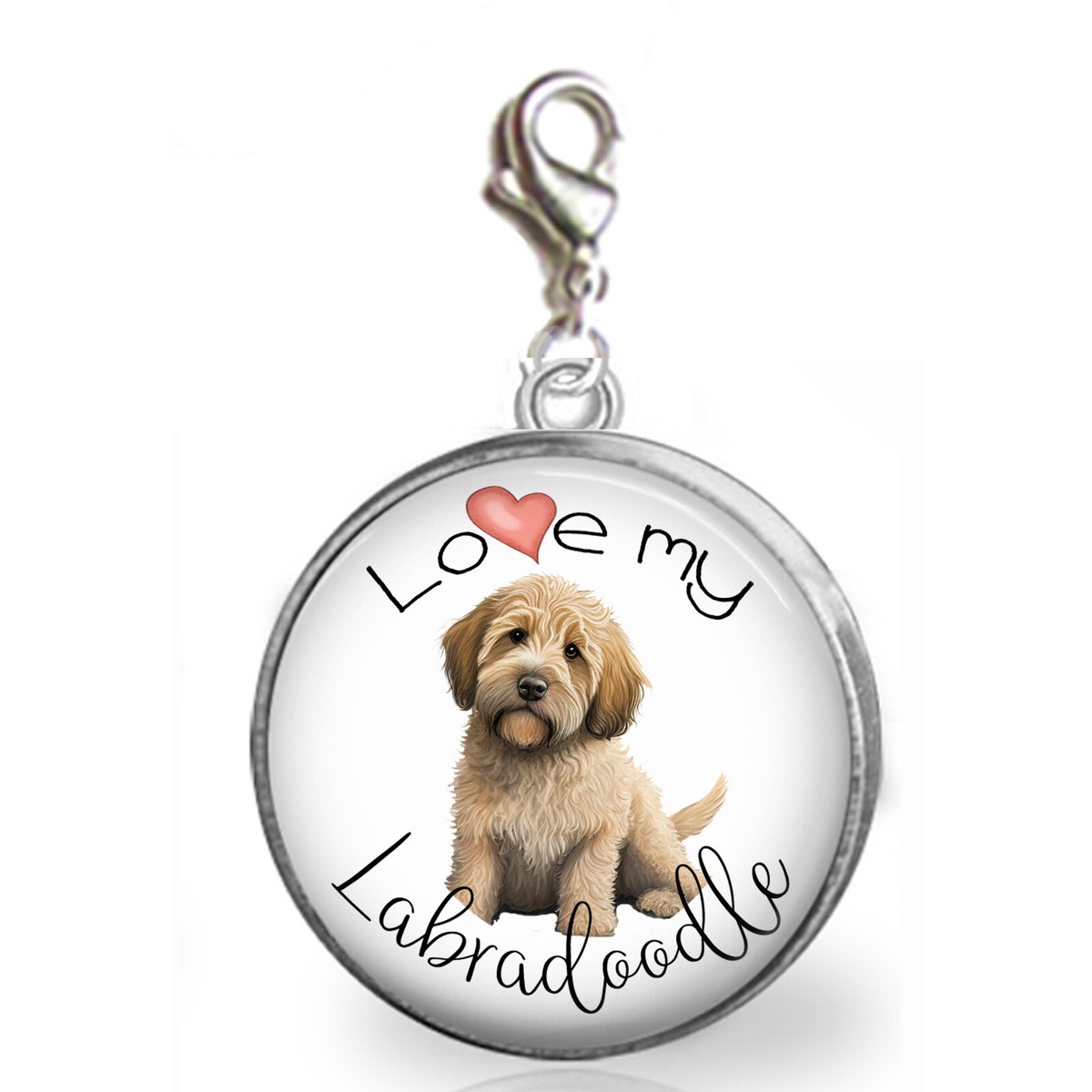 Love My Labradoodle Puppy Dog Charm Bracelet Charm Zipper Pull