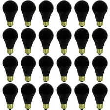 Sunlite 75 Watt A19 Black Light Light Bulb, Medium Base, Ceramic, 24 Pack