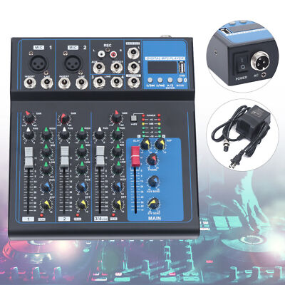 4 Channel Mixing Console Bluetooth DJ Live  Audio Sound Studio Mixer Board USB