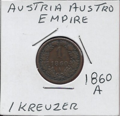 Hukumari様　オーダーページ　1/19 AUSTRIA AUSTRO HUNGARIAN EMPIRE 1 KREUZER 1860-A RULER:FRANZ