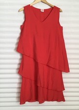 Click Color Me Cotton CMC Womens Dress Size S Sleeveless V Neck Tiered Crinkle
