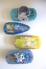 4-Piece Acrylic/Glitter Shaker Kawaii Anime Cartoon Hair Clips, 3" x 1-1/2", C