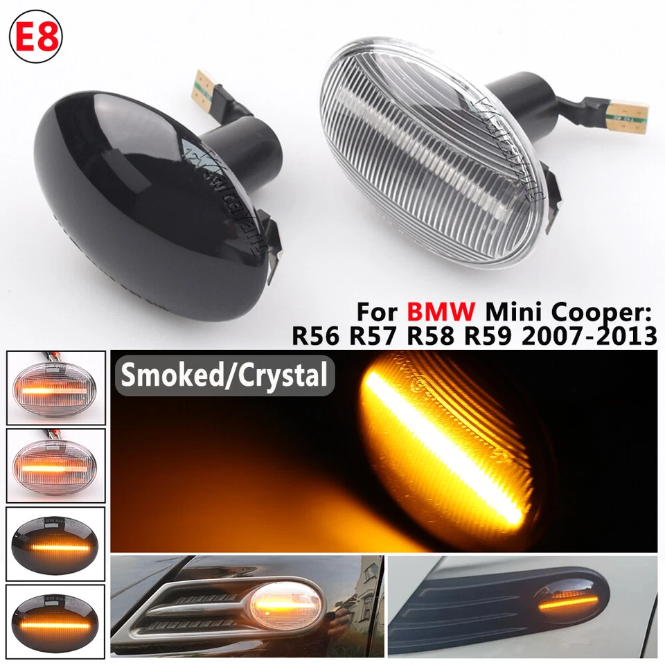 Señal de giro LED de luz de señalización lateral para BMW Mini Cooper R56 2007-2013 R57 R58 R59 Foto 4 de 4
