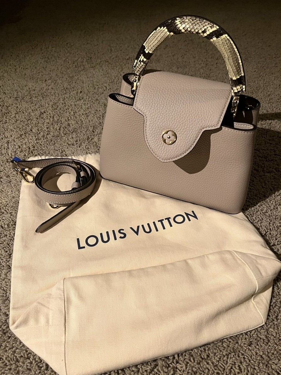 LOUIS VUITTON GREY CAPUCINES with PYTHON HANDLE BB HAND BAG | eBay