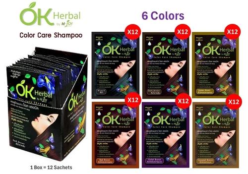12X 30ml. OK HERBAL Hair Color Dye Grey Coverage Shampoo Black Brown Men Women