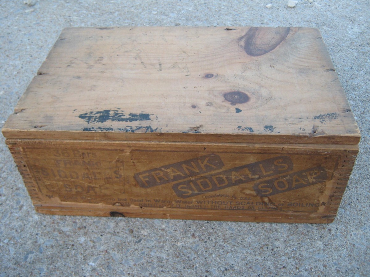 置物 vintage wood box 1980s very rare Antique Vintage Wooden Box FRANK SIDALLS SOAP Wood Box