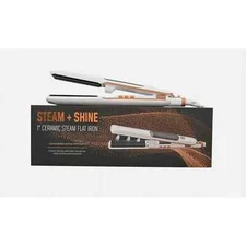 Steam & Shine 1" Ceramic Steam Flat Iron in White