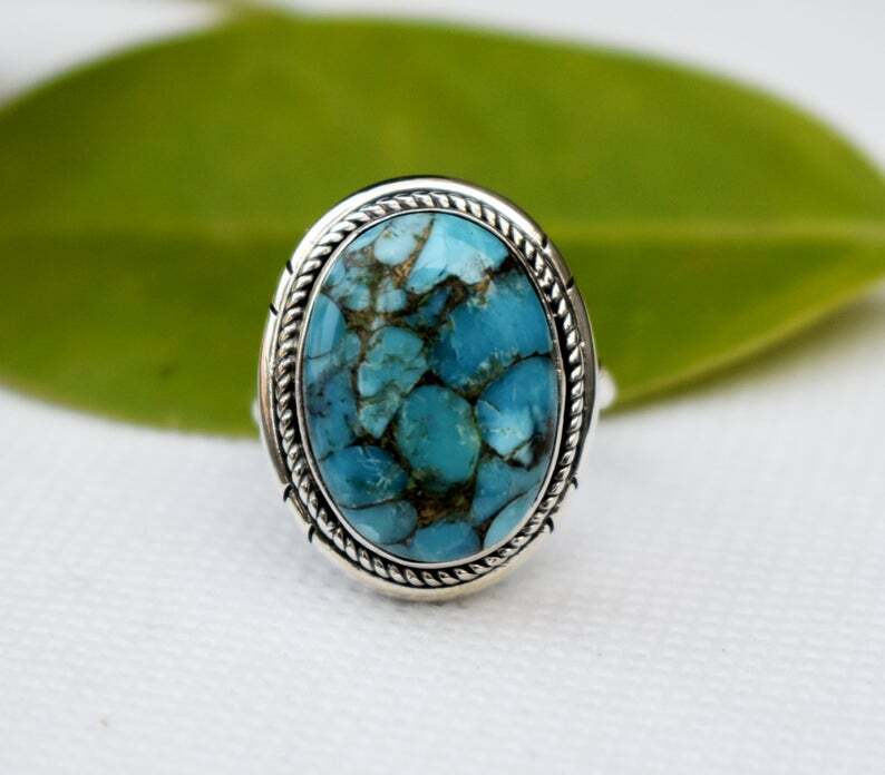 アクセサリー Vintage Silver Oval Turquoise Ring 925 s-l400.jpg