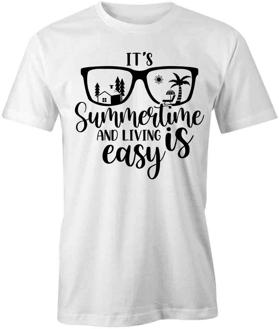IT'S SUMMERTIME & LIVING IS EASY TShirt Tee Short-Sleeved Cotton S1WSA501
