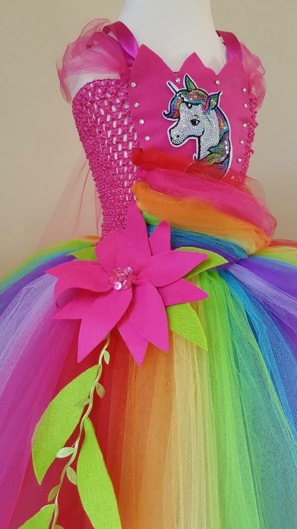 BRIGHT RAINBOW UNICORN TUTU DRESS AGE 1,2,3,4,5,6,7,8,9,10,11,12 image 3