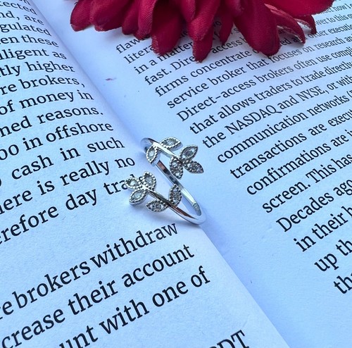Anillo Apilable Hoja, Delicado Anillo Romántico Ajustable Recubierto de Plata - Imagen 6 de 7