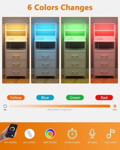 Space-Saving Bedside Table with USB Ports & 3 Drawers for Organized Living - Picture 7 of 11