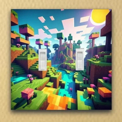 Pixel Glow Minecraft themed Light Switch Plate rocker cover outlet housewarming