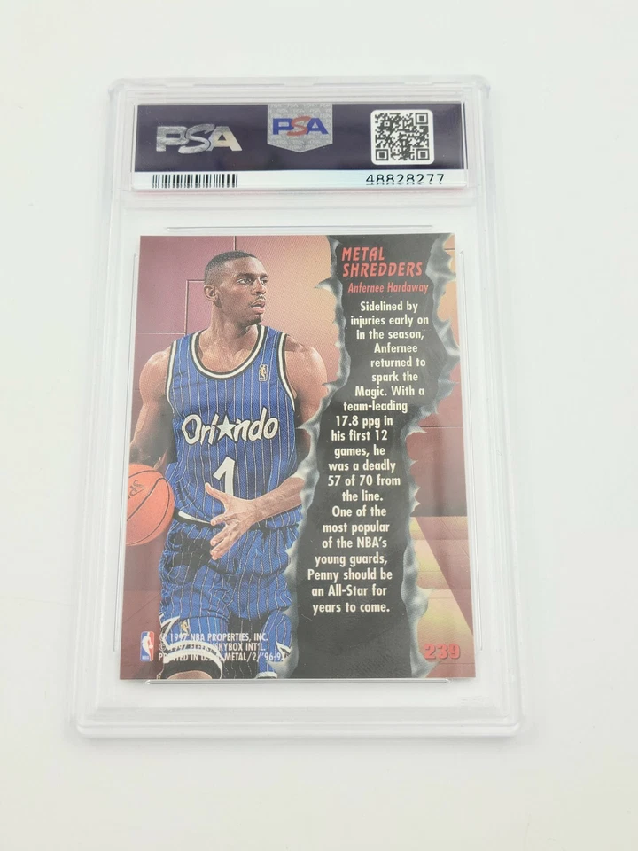 1996 Fleer Metal Anfernee Hardaway Penny #239 Metal Shredders PSA 8 - Image 2 of 2