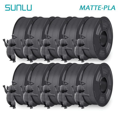 10*1KG SUNLU Matte PLA 3D Printer Filament 1.75mm Shiny-Free Better details Gray