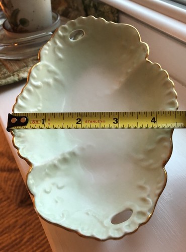 Limoges France Pale Green w/ Gold Trim Handled Trinket Dish Antique Lovely - Picture 10 of 12