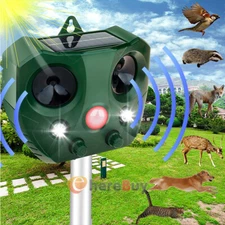 Solar Powered Ultrasonic Pest Bird Crow Fox Animal Repeller Repellent Scarer
