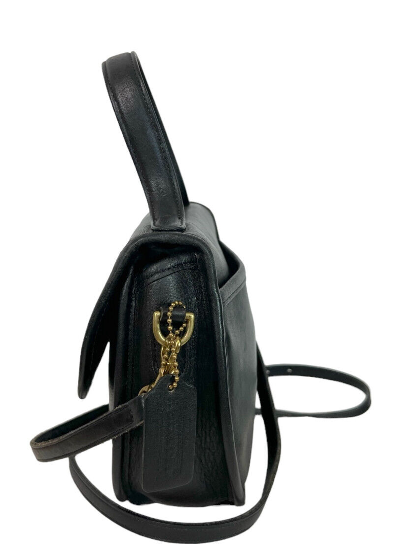 COACH Vintage 1994 Black Leather Bellacourt Cross Body Flap Bag