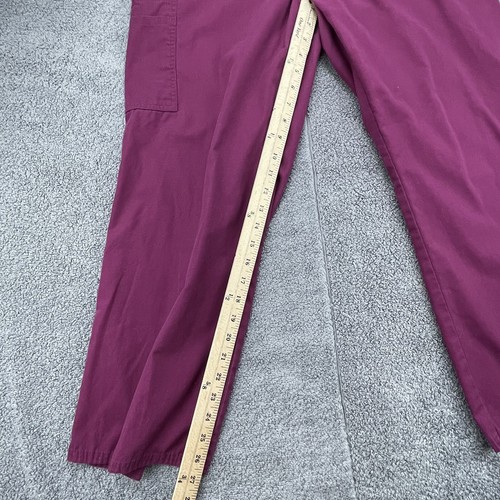 SCRUBS Scrub Pants Womens Medium Burgundy Drawstring Pockets Flared Wine - Picture 10 of 12
