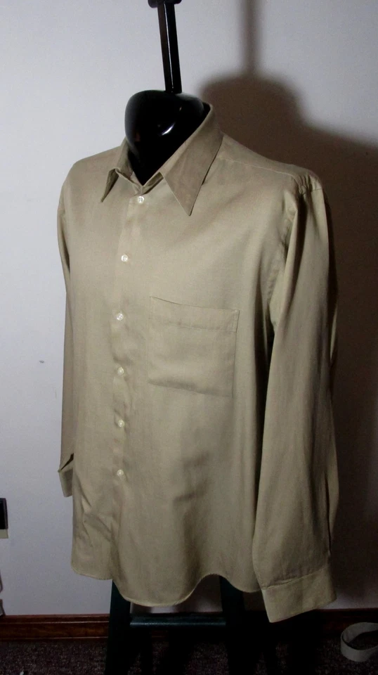 Camisa de Vestir ALFANI Bronceada Mezcla Tencel/Lyocell Talla 16/34-35 Foto 4 de 4