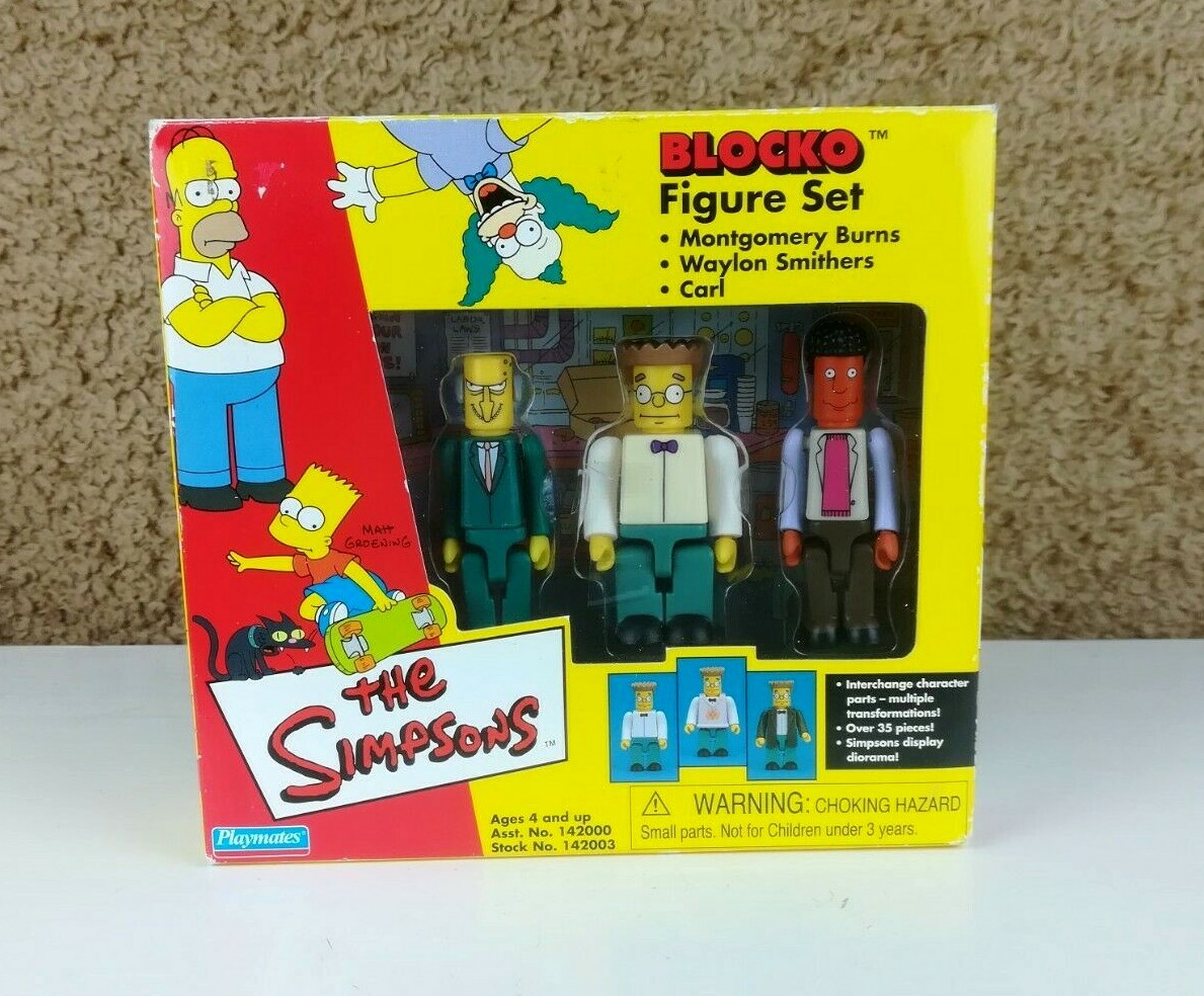 The Simpson's Blocko BURNS, SMITHERS, CARL Playmates 3 Figure Set