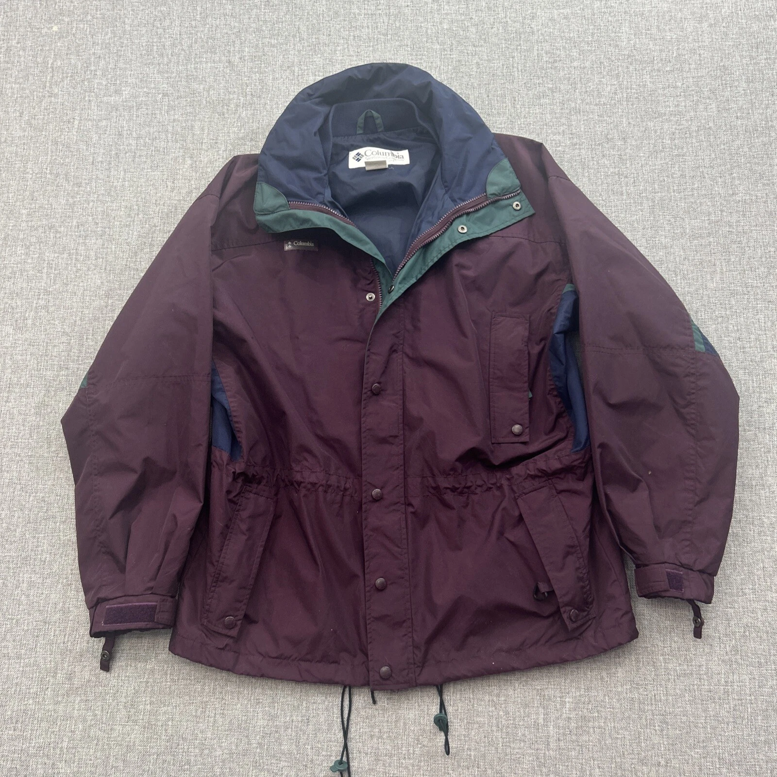 Columbia Jacket Mens Medium Long Peak Winter Ski Coat Maroon Vintage 90s