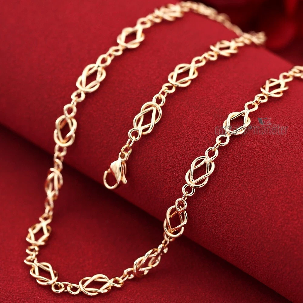 9K ROSE GOLD FILLED FILIGREE ANTIQUE STYLE 6MM LINKS CHAIN LADY